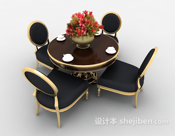 欧式风格休闲四人桌椅3d模型下载