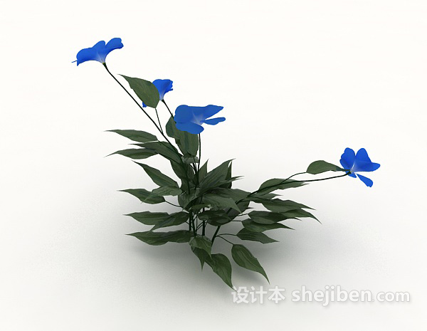 蓝色植物花卉3d模型下载