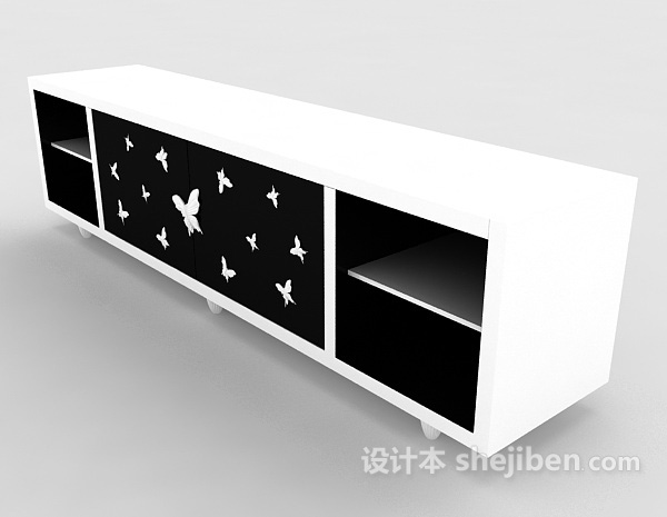 设计本现代白色电视柜3d模型下载