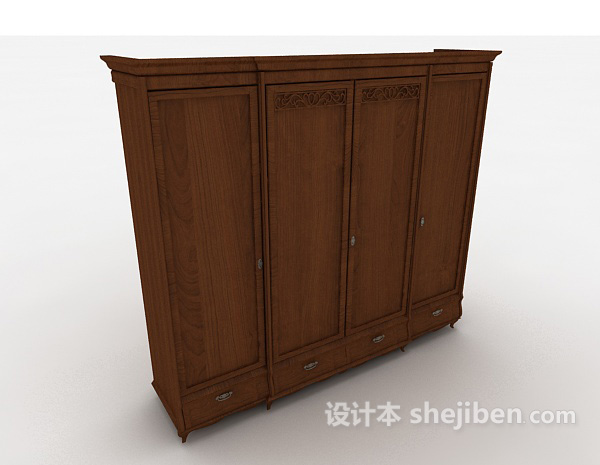 新中式风格衣柜3d模型下载