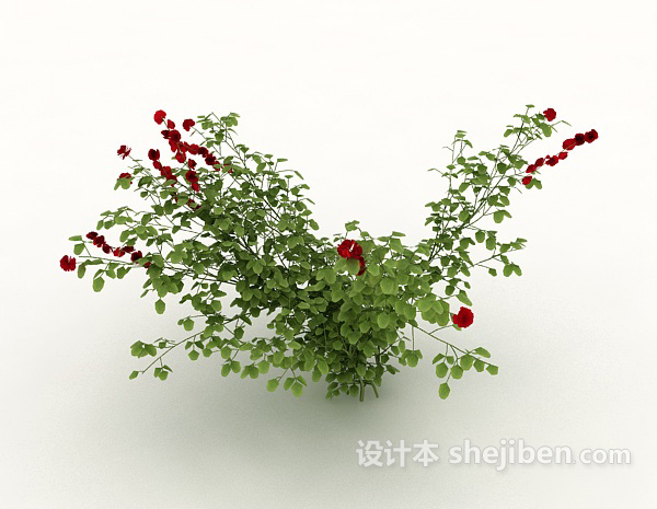红花绿色植物花草3d模型下载