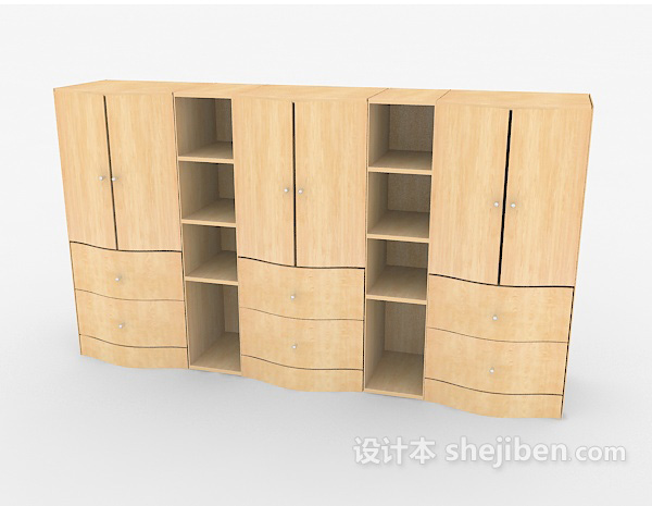 免费黄色实木衣柜3d模型下载