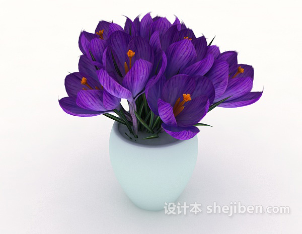 家居摆设紫色花束3d模型下载