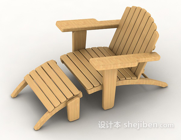 免费休闲实木椅3d模型下载