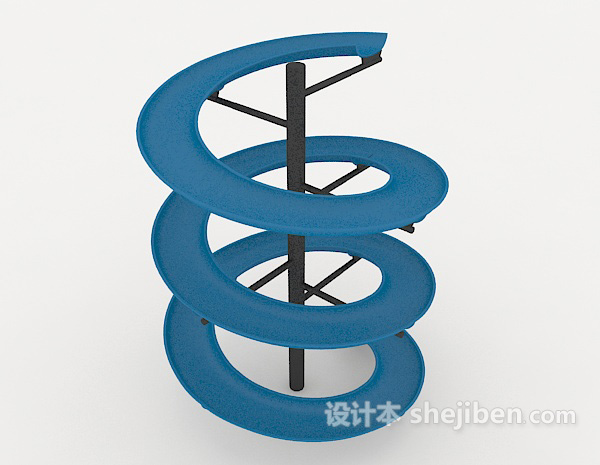 现代风格游乐城S型滑梯3d模型下载