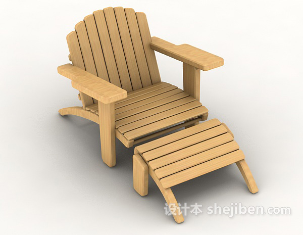 休闲实木椅3d模型下载