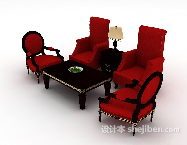 设计本新古典组合沙发3d模型下载