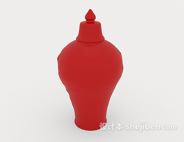 设计本红色壶型摆设品3d模型下载