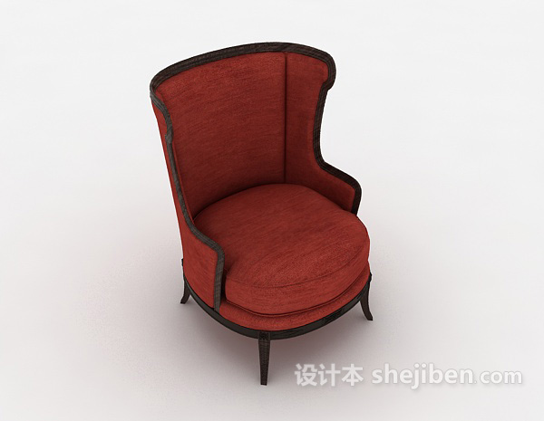 红色简约欧式沙发3d模型下载
