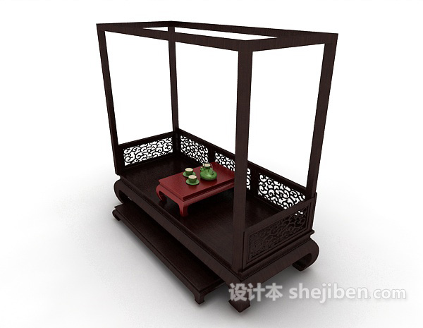 设计本中式风格双人沙发3d模型下载