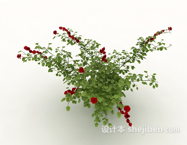 现代风格绿色花朵植物3d模型下载