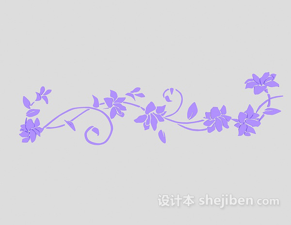 紫色花纹墙饰3d模型下载