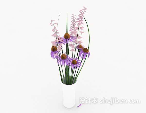 免费紫色家居摆设盆栽3d模型下载