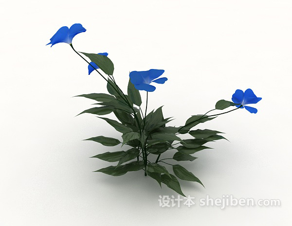 现代风格蓝色植物花卉3d模型下载