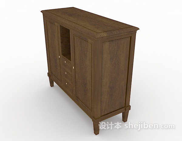 免费厨房实木橱柜3d模型下载