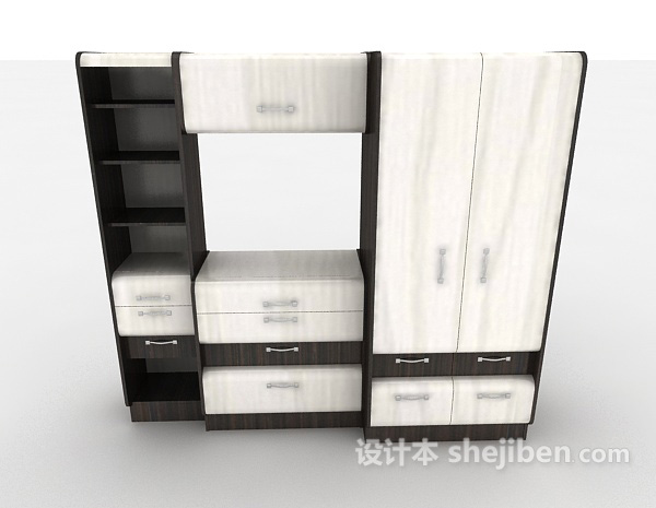 现代风格黑白间家居衣柜3d模型下载