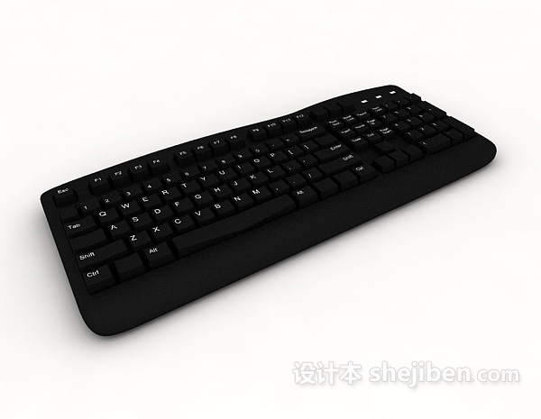 免费黑色电脑键盘3d模型下载
