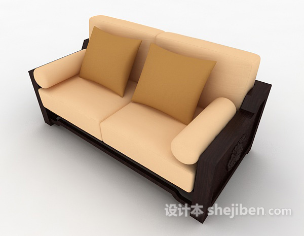 中式风格家居双人沙发3d模型下载