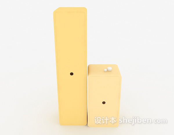 现代风格鹅黄色衣柜3d模型下载