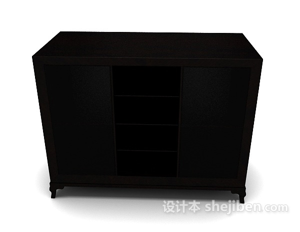 东南亚风格黑色实木衣柜3d模型下载