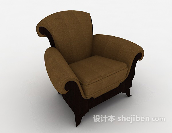 欧式棕色家居椅3d模型下载
