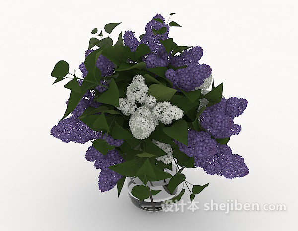 设计本紫色花朵摆设3d模型下载