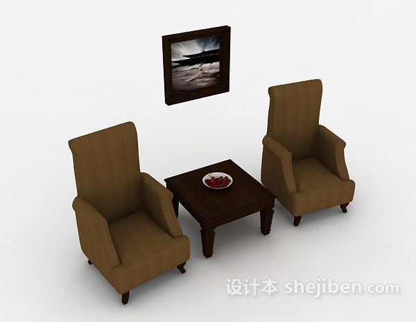 棕色单人家居沙发3d模型下载