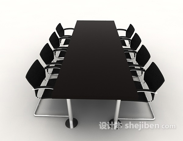现代风格黑色实木桌椅3d模型下载