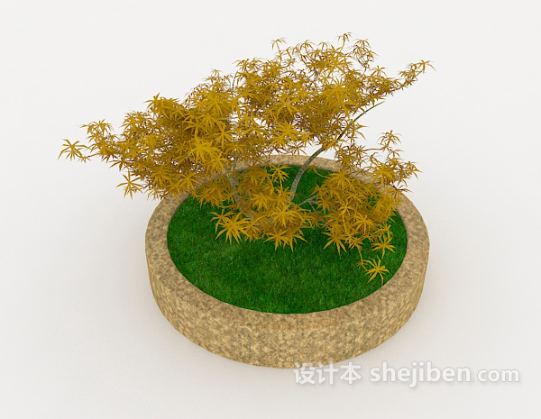 现代风格室外盆栽植物3d模型下载