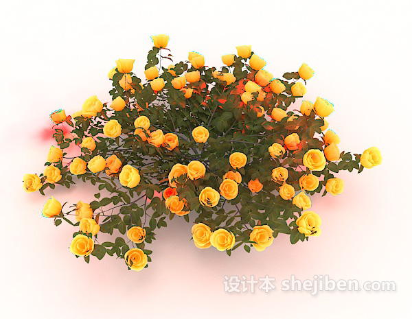 现代风格黄色植物花丛3d模型下载