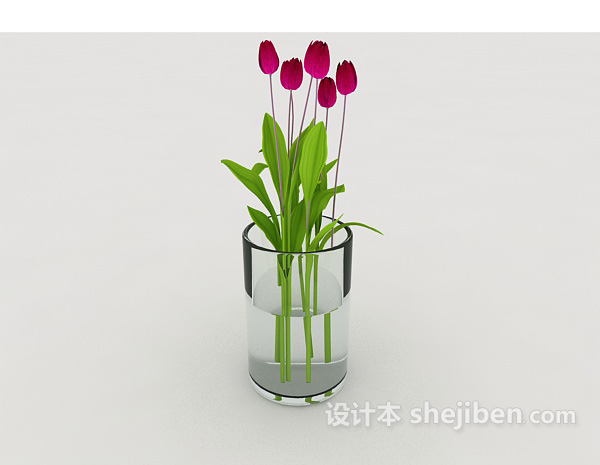 现代风格鲜花盆栽摆设品3d模型下载
