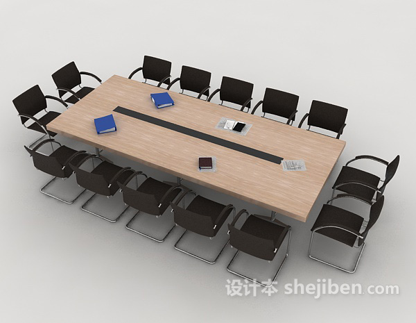 免费方形多人会议桌椅3d模型下载
