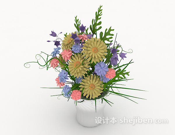 设计本鲜花盆栽摆设3d模型下载
