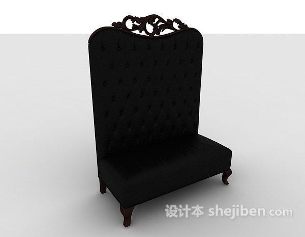 欧式风格深色个性单人沙发3d模型下载