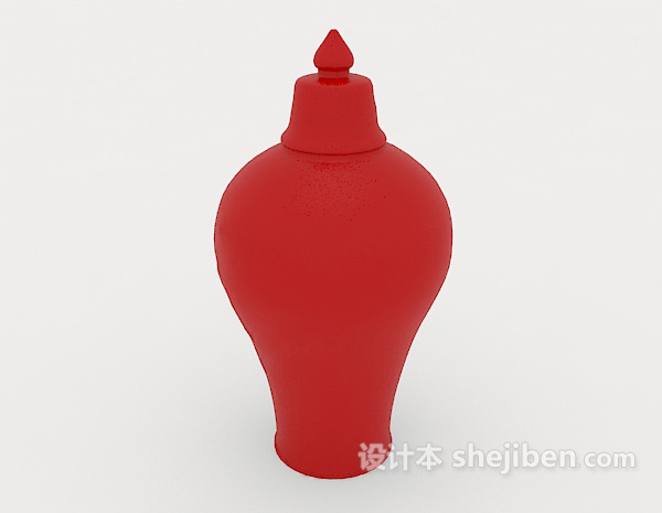 免费红色壶型摆设品3d模型下载
