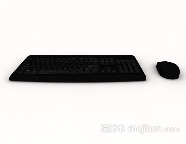 现代风格台式机键盘鼠标3d模型下载
