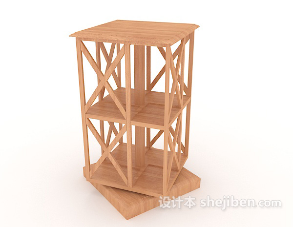 小型实木杂物储物架3d模型下载