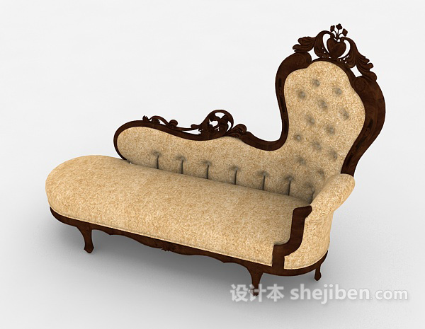免费欧式古典贵妃椅3d模型下载