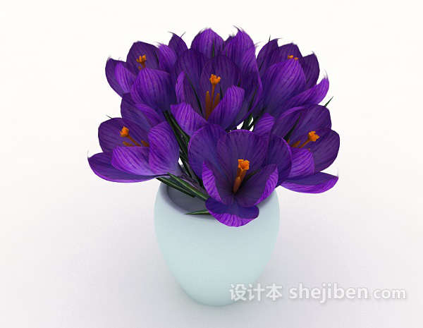 现代风格家居摆设紫色花束3d模型下载
