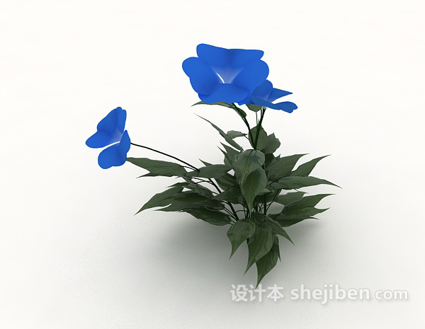 设计本蓝色植物花卉3d模型下载