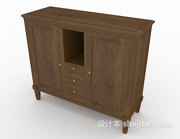东南亚风格厨房实木橱柜3d模型下载
