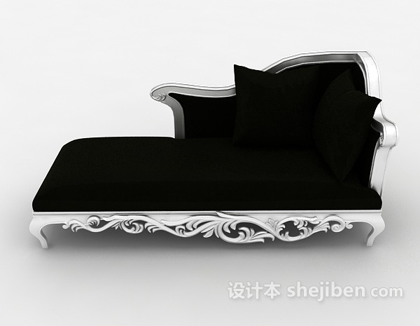 欧式风格黑色单人沙发3d模型下载