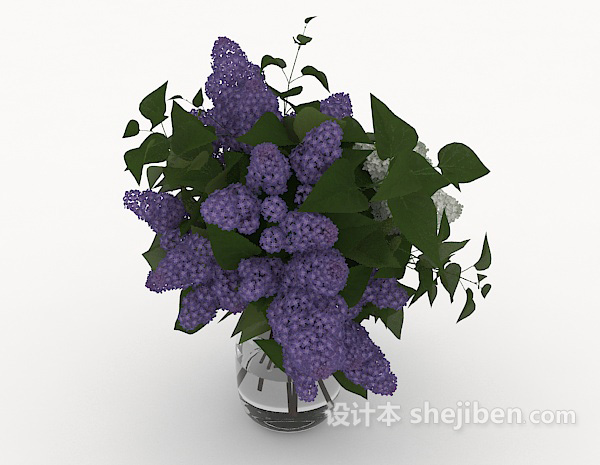 现代风格紫色花朵摆设3d模型下载