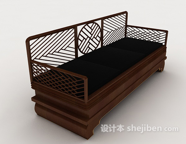 设计本传统中式双人沙发3d模型下载