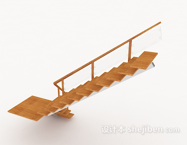 设计本现代家居实木楼梯3d模型下载
