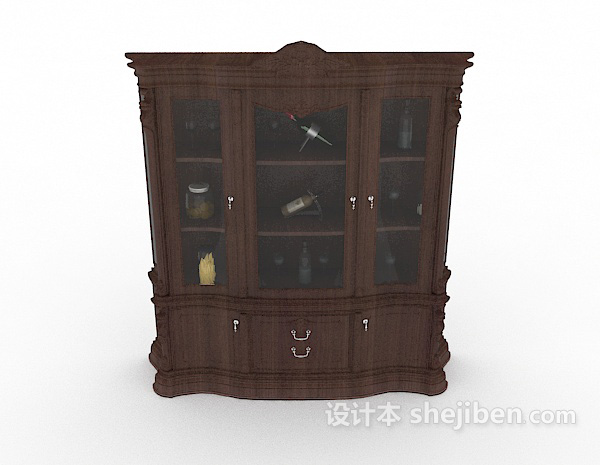 欧式风格欧式实木家居展示柜3d模型下载