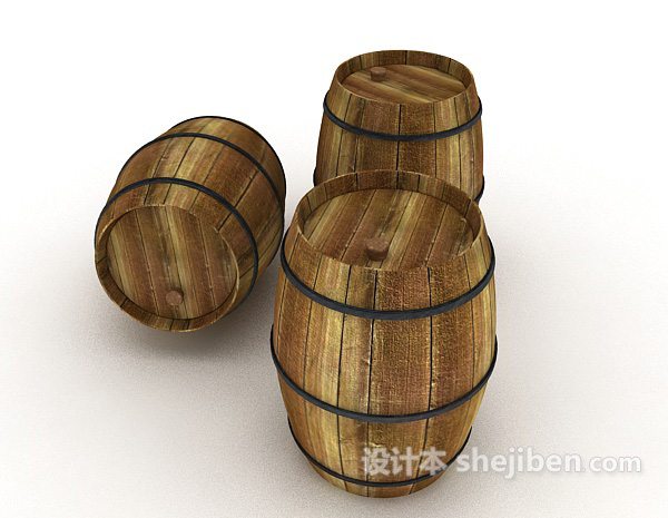 免费酿酒实木酒桶3d模型下载