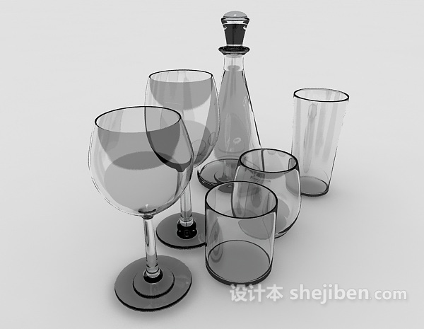 设计本玻璃酒杯3d模型下载
