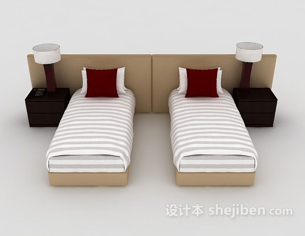 现代风格简约单人床3d模型下载