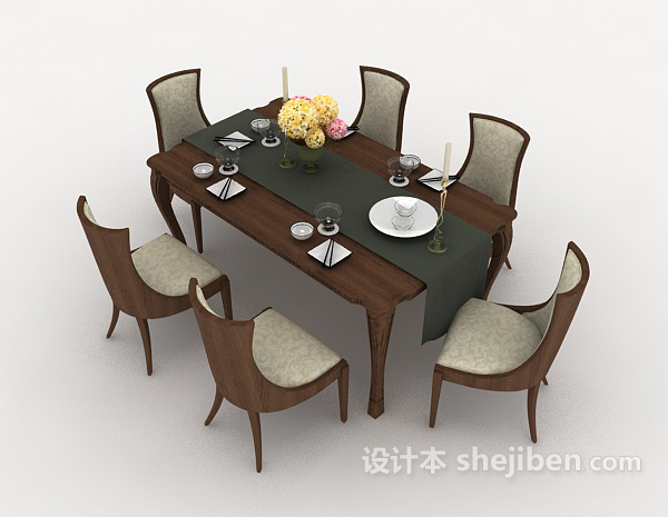 设计本简约家居餐桌餐椅3d模型下载